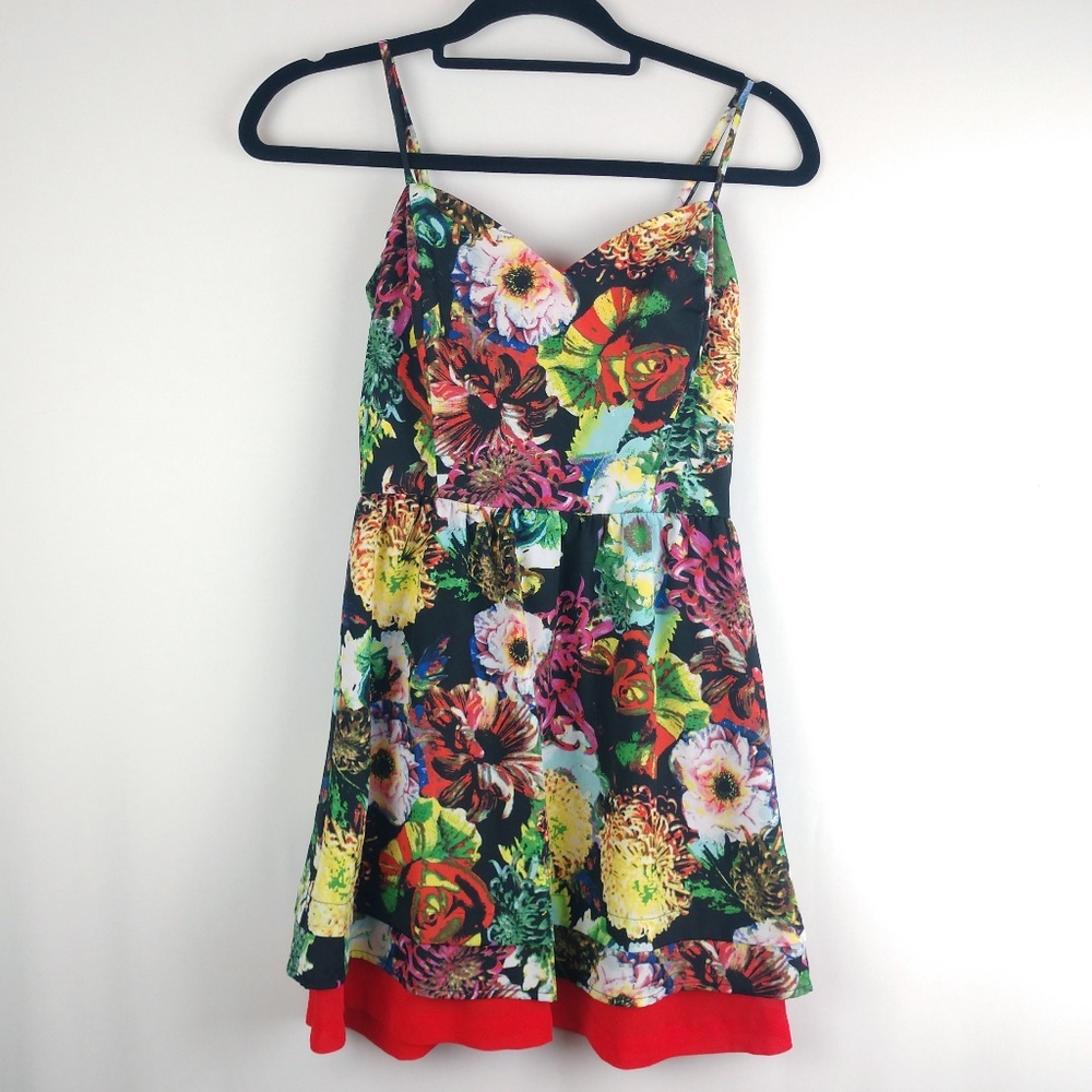 Gianni Bini Rare Floral Spaghetti Strap Dress Smal